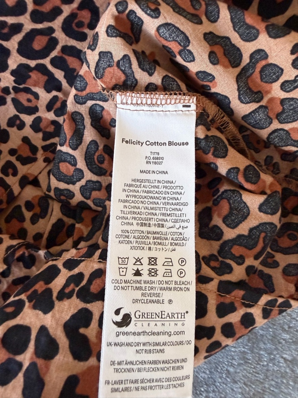 Boden Leopard Print Button-Up Ruffle Neck in Brown Black Shirt Size 6 - Picture 10 of 11